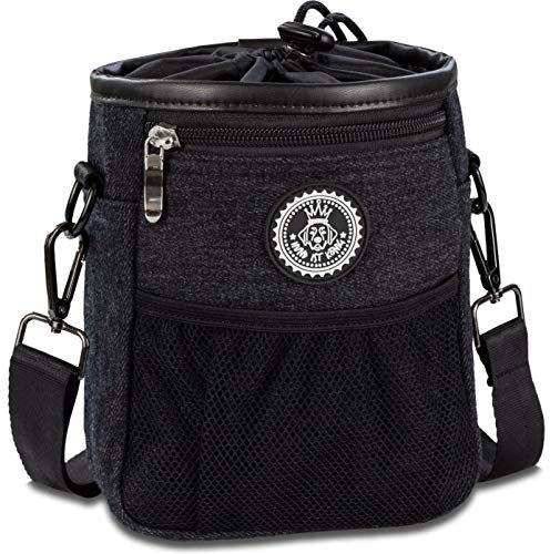 HUND IST KÖNIG Premium Leckerlibeutel für Hunde - der Alleskönner - Robuster Futterbeutel Hunde mit viel Stauraum für das Gassigehen & Hundetraining - mit Kotbeutelspender & Trainings-Ebook