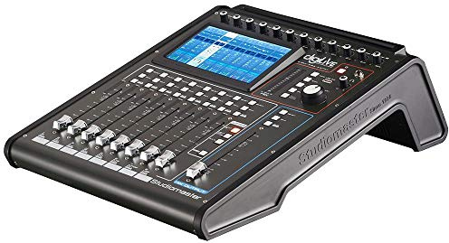 Mesa de mezcla digital 16 en 8 salidas, tipo enchufe Reino Unido, profundidad externa 380 mm, longitud externa altura 150 mm, ancho externo 350 mm, respuesta de frecuencia máxima 20 kHz, respuesta de