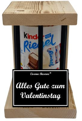 Kinder Riegel - Notfall Geschenk - Black Edition - Alles Gute zum Valentins-Tag - Geschenk zum Valentins-Tag - süße lustige Geschenkidee aus Holz für Männer und Frauen