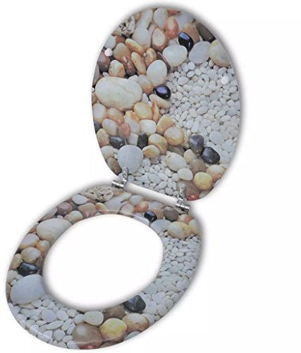 ANGYANG Toilettensitz WC-Sitz MDF Steine Design, Klodeckel, Toilettendeckel, Wc Sitz, Klobrille, Wc Deckel, Toilettenbrille,