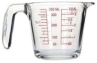 FYBlossom Glas Messbecher Mit Skala, Hitzebeständig Borosilikatglas Küche Backen Messbecher, Transparent Messbecher Mit Griff Perfekt Zum Backen, Kochen Und Mischen, Mikrowellengeeignet (350ML)