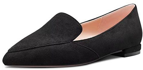 Castamere Mujer Bajos Heel Puntiaguada Punta Slip-on Pumps de Boda Oficina Zapatos Negro Ante 41 EU