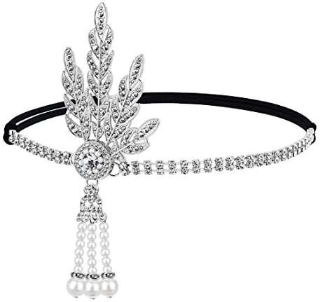 JUSTUSNX Gatsby Kristall-Stirnband mit Perlen und Strasssteinen, Partyzubehör für Damen und Mädchen