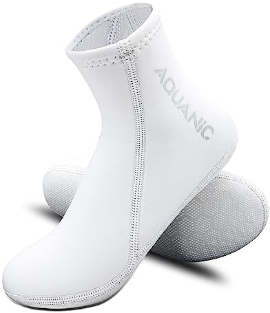 nitescuba Calzini in Neoprene 2.5mm,Immersioni per Uomini e Donne Calzini a Pinna,Calze Antiscivolo e Impermeabili per Immersioni, Surf e Altri Sport Acquatici,Bianco,Mid,L