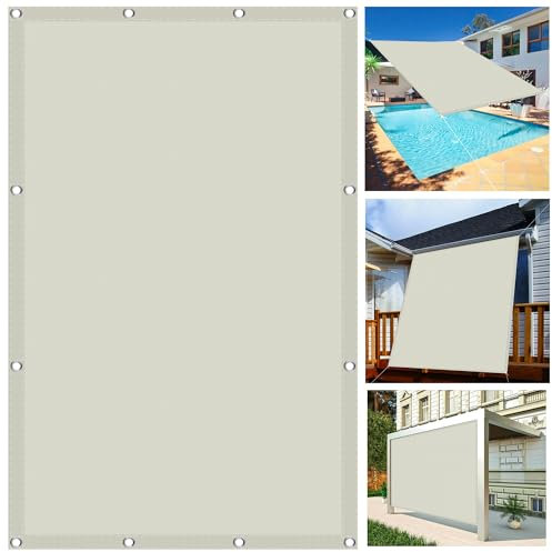 Vela Ombreggiante 4.5 x 4.8 m Impermeabile, Rettangolare Panno Ombreggiante con Occhielli 185gGSM Oxford per Arredo Esterno Giardino, Avorio