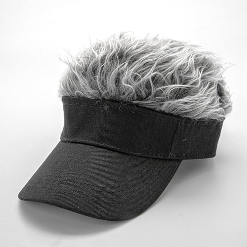 ANCLLO Novedad Peluca Gorra de béisbol Hip Hop Peluca Divertida Visera de Lengua de Pato al Aire Libre Gorra de Golf Ajustable Sombrero único para Deportes y Ropa Informal