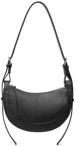 Travistar Umhängetasche Damen Halbmond Crossbody Bag Damen Klein Schultertasche Leder Schwarze Handtasche Hobo Satteltasche Abendtasche Moon Clutch Aesthetic Y2k Tasche mit Verstellbarem Riemen