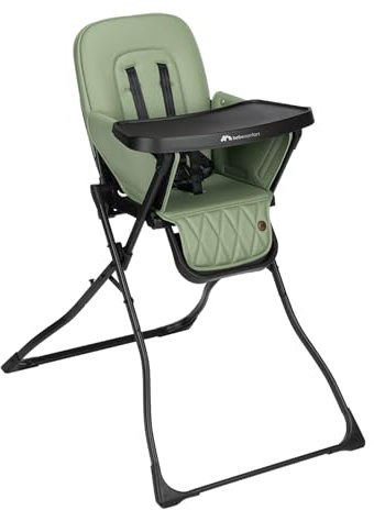 Bebeconfort Mallow, Trona Bebé Ligera, 0-3 Años, 0-15 kg, Plegado Ultracompacto, Cómodo Asiento Acolchado, Fácil Limpieza, Ligero (5,6 kg),3 Posiciones de Reclinado, Fácil Transporte, Mineral Green
