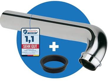 FEINER® Edelstahl Siphon-Wandrohr 90°Bogen, Extra Lang – 1 1/4 Zoll (⌀ 32 mm) x 300 mm, universell passend für Siphons aller Art, inklusive Gratis-Keildichtung