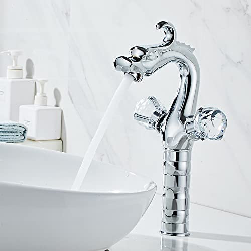 SJFJJKD Double Hot and Cold Water Washbasin, All Copper Washbasin, Washbasin, Platinum Antique Friendship Years