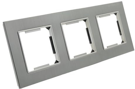 Jandei - Marco de 3 Módulos Aluminio Mate, para Instalaciones de Mécanismos Estándar, Interruptores, Enchufes... (Aluminio)