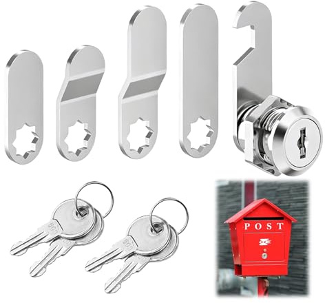 4-Keys Letterbox Lock Plate - Durable 16mm and 18mm Cam Lock for Drawers & Cabinets - Secure Zinc Alloy Lever, Replacement Locks for a Post Box, Security Mailbox Locks, with 4 Unique Keys