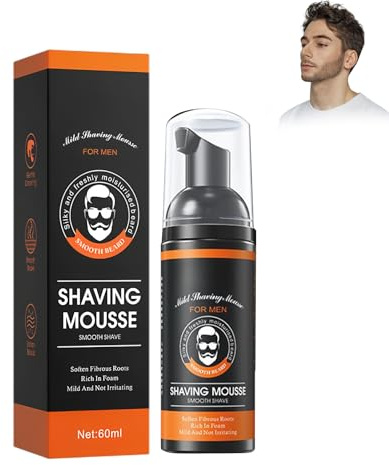 Schiuma Da Barba per Uomo 60ml, Schiuma Da Barba Emolliente E Nutriente, Deterge in Profondità La Barba, Azione Idratante E Emolliente, Protegge E Lenisce La Pelle, Vegetariano