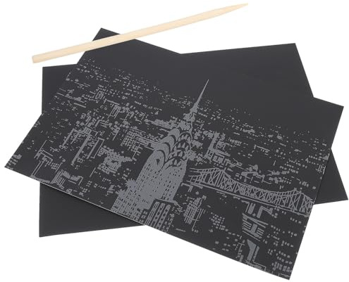 Lurrose Carta da Grattare Vista Notturna della Città, Immagine da Grattare di Edificio Cittadino Fai da Te, Set Creativo per Attività Artistiche e Decorazione Casa