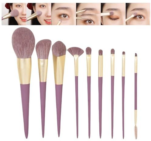 Makeupborstset | 9 delar mjuk halkfri skönhet ansiktsapplikator - sminkborstar, för kvinnor hud läppbryn ögonfransar