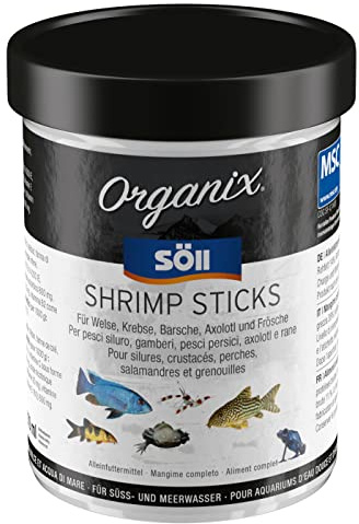 Söll 81918 Organix Shrimp Sticks - Hauptfuttersticks für Zierfische / reich an Proteinen und Aminosäuren für nährstoffreiche Ernährung in Süß- und Meerwasseraquarium