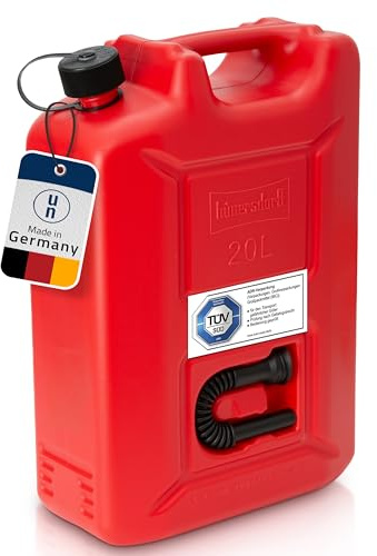 hünersdorff 802060 Bidon de Carburant Profi 20l pour Essence, Diesel et Autres Produits Dangereux, Homologation Un, Made in Germany, Production certifiée TÜV, Rouge