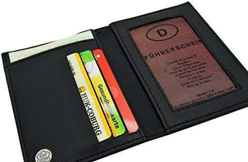 Ausweisetui - Kreditkartenetui Kartenetui Ausweishülle Scheckkartenhülle EC Scheckkarte Ausweis Leder KFZ-Scheinetui KFZ Braun Schwarz Geldbörse Damen Herren Sichtfenster 6 Fächer
