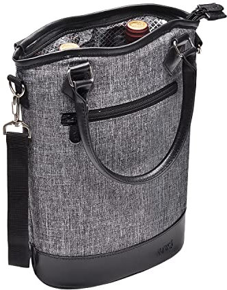 Kato Tirrinia Kühltasche für 2 Flaschen Weinkühltasche Waschbar mit Isoliert,Griff & Schultergurt, Tragetasche Transport für Wein Bier für Reise, Picknick, Strand, Geschenk für Weinliebhaber