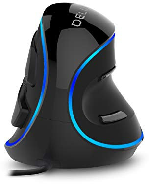 DeLUX Wired Ergonomic Mouse, Large Vertical Mouse, Blue LED Backlit, 12800 DPI, Removable Wrist Rest, 6 Programmable Buttons, for Carpal Tunnel, for Laptop/PC/Mac (M618PU)