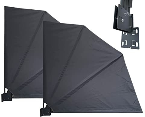 QUICK STAR 2 Stück Sichtschutz Fächer 115 x 115 cm Easy Mount GRAU Blickdicht Balkon Trennwand Windschutz Sonnenschutz