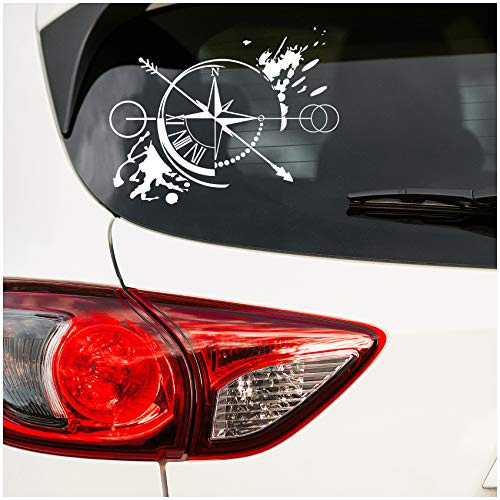 Autoaufkleber Kompass Offroad Windrose Sticker Folie für Auto Motorrad Wohnwagen Wohnmobil Anhänger Aufkleber Selbstklebend Kfz Zubehör