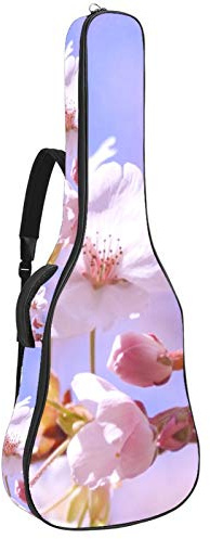 Gitarrentasche mit Reißverschluss, wasserdicht, weich, für Bassgitarre, Akustik- und klassische Folk-Gitarre, Frühlingsblume, Pink