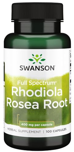 Swanson, Rhodiola Rosea Root (Extrait de Racine de Rose), 400mg, 100 Capsules, Hautement Dosé, Sans Soja, Sans Gluten, Sans OGM