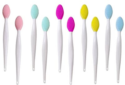 Silikon-Peeling-Pinsel, Lippenpeeling-Bürste, Lippenpeeling-Bürste, Lippenpeeling-Bürste, doppelseitiges Silikon-Peeling-Lippe, Lippenpeeling-Werkzeug für glatteres und volleres Lippenbild, 10 Stück