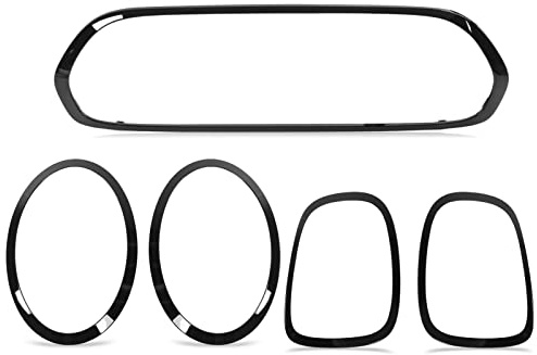 Car Headlight Grille Trim Kit丨 Headlight Cover Trim丨5pcs Gloss Black Headlight Taillight Grille Surround Cover Trims Replacement for Mini F55 F56 F57 One S JCW 2014 automotive exterior
