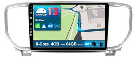 JOYX Android 12 IPS bilradio passar KIA KX5/Sportage 4 (2016–2019) – 4G 64G – inbyggd DSP/Carplay/Android Auto – kamera + MIC – 9 tum 2 Din – rattkontroll 4G WiFi DAB 360-kamera snabbbåt