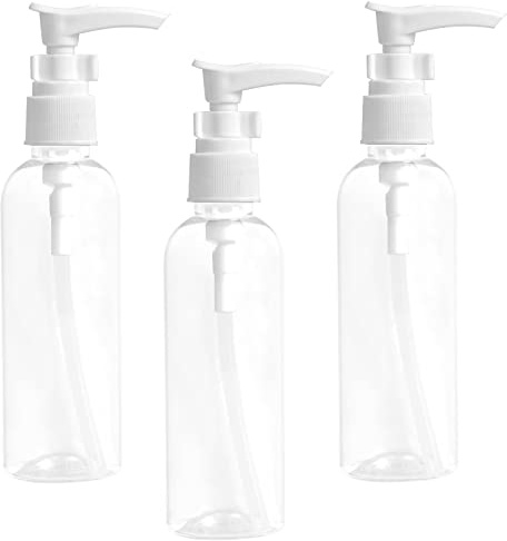 Xzeemo 3 Stück 100ml Pumpflasche Nachfüllbar, Transparente Reise Flaschen, Kunststoff Pumpspender, Seifenspender für Kosmetische Lotion Shampoo Flüssigseife für Zuhause Reisen Geschäftsreise