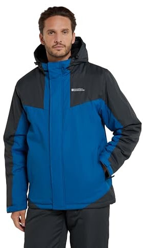 Mountain Warehouse Dusk Skijacke für Herren - Wasserbeständige Snowboardjacke, Fleecefutter, Schneerock, Kapuze und Bündchen zum Verstellen - Ideale Winterjacke Blau Medium