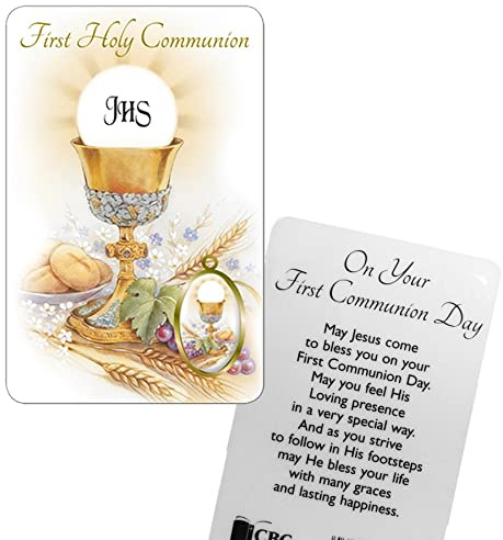 Laminated Prayer Card First Holy Communion 8.5x5.5cm – C71758 with Resin Attachment 7583