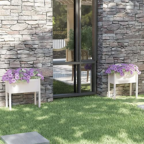 KTHLBRH Aiuola rialzata Letto per Orto Rialzato Fioriere da Giardino 2 pz Bianche 70x31x70 cm in Legno di Pino Adatto per fioriere da giardino terrazza e balcone