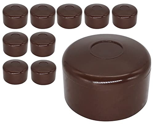 SKIR'CO (10 pcs) Fence Post Caps, Round 51 mm Brown Plastic Caps for Round Fence Posts, Fence Post Covers, Brown RAL 8028