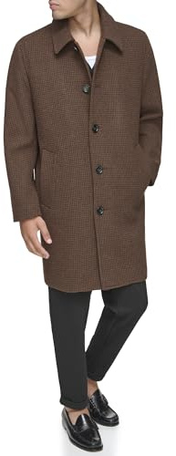 Andrew Marc Men's Wool Coat - Mid and Full Length, BROWN (HOUNDSTOOTH), Medium