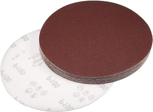 TA-VIGOR 15 Stück 200 mm PSA-Schleifscheiben, Körnung 100, 20,3 cm, ohne Loch, Klett-Schleifscheiben, Aluminiumoxid-Schleifpapier, selbstklebende Schleifscheiben zum Schleifen von Holz, Farbe,