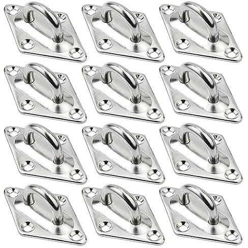 SAIJIAN 12 Stück Augplatte Edelstahl M5 Ösenplatte Edelstahl 304 Decksplatte Augplatte mit Ösen Halterung für Aufhängen von Gegenständen Befestigungshaken