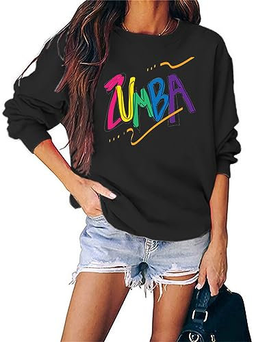 keephen Sudaderas de Cuello Redondo de Estampado gráfico para Mujer Sudadera de Manga Larga Sudadera Casual Zumba Blusa Tops