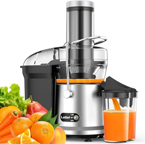 Loilat Juicer Machine, 1200W Juicer with 3 Feed Chute for Whole Fruits and Veg, Dual Speeds Centrifugal Juice Extractor, High Juice Yield, Full Copper Motor, Easy to Clean, BPA Free, JE2106