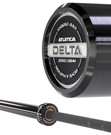 ATLETICA Langhantel | Delta | Battleship Grey | Landhantelstange für Weightlifting, Powerlifting und Functional Training | 20 kg & 50 mm | IPF- & IWF-Markierungen | 1000 kg Belastbarkeit