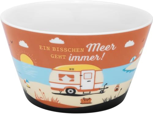 GRUSS & CO 48417 Bol avec motif et inscription en allemand mer en porcelaine, 60 cl, bol à céréales, bol à petit-déjeuner, cadeau, anniversaire, voyage