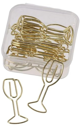 GetCoupon Weinglas-Büroklammern, goldene Büroklammern, kreative Form, Büroklammer, lustige Lesezeichen-Markierungsklammer, FBAJQQ0240/VUK91, 20 Stück