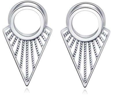 Wycian Flesh Tunnel, Tunnel Silber 14mm 9/16 Inch Anhänger Edelstahl Hohles Dreieck für Neujahr Edelstahl Tunnel 2Er Schmuck Geschenk