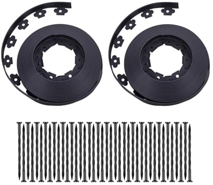 YANEYRIE Garden Edging，100FT Landscape Edging with 60 Spikes for Lawn 1.5 Inch Tall (Black, 100FT), YANEYRIE-EDGING-1.5
