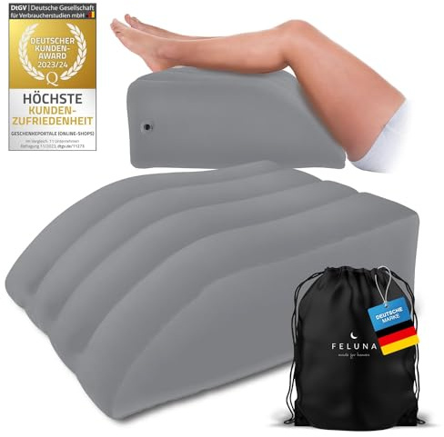 Feluna Ergo Keilkissen & Venen-Kissen zum Schlafen und Rückenentlasten; Orthopädisches Rückenentlastungskissen, Beinkissen & Beinstützkissen zur Linderung von Schmerzen und Heilung (Grau)
