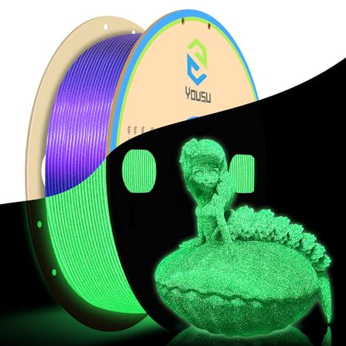 YOUSU 3D Drucker filament,Chamäleon-PLA-Farbverschiebungs filament 1,75 mm,im Dunkeln leuchtendes PLA Filament 1,75 mm für 3D-Drucker,lila Farbe,1kg Spule