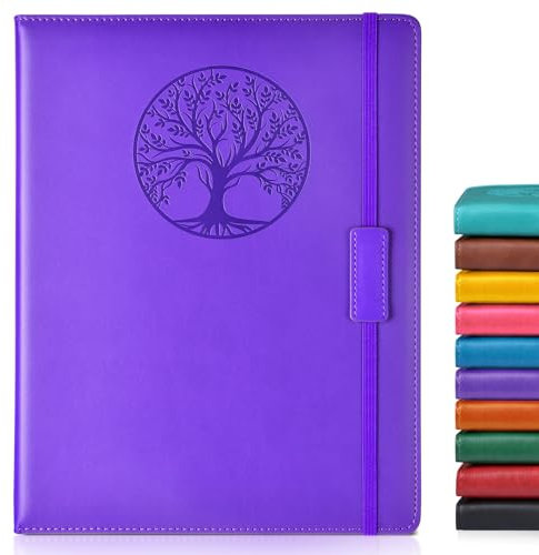Biuwory Liniertes Tagebuch, Notizbuch für Damen und Herren, 256 Seiten, A4, groß, Hardcover, Leder, zum Schreiben, Reisen, Business, Arbeit, Schule, College, linierte Notizbücher für Notizen, Tagebuch