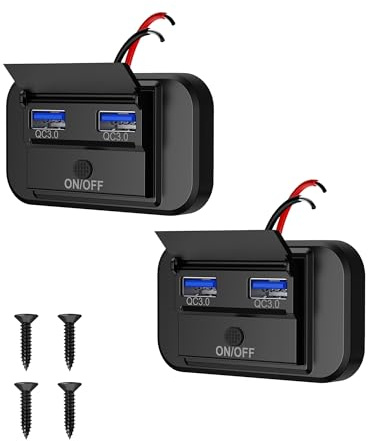 Sanicata USB Steckdose 12V mit Dual QC3.0 Kfz USB Steckdose mit Schalter und Wasserdichter Abdeckung,Die Ladebuchse 12v kann in Auto,RV,Boot,ATV,UTV,Motorrad,LKW,Golfcart...